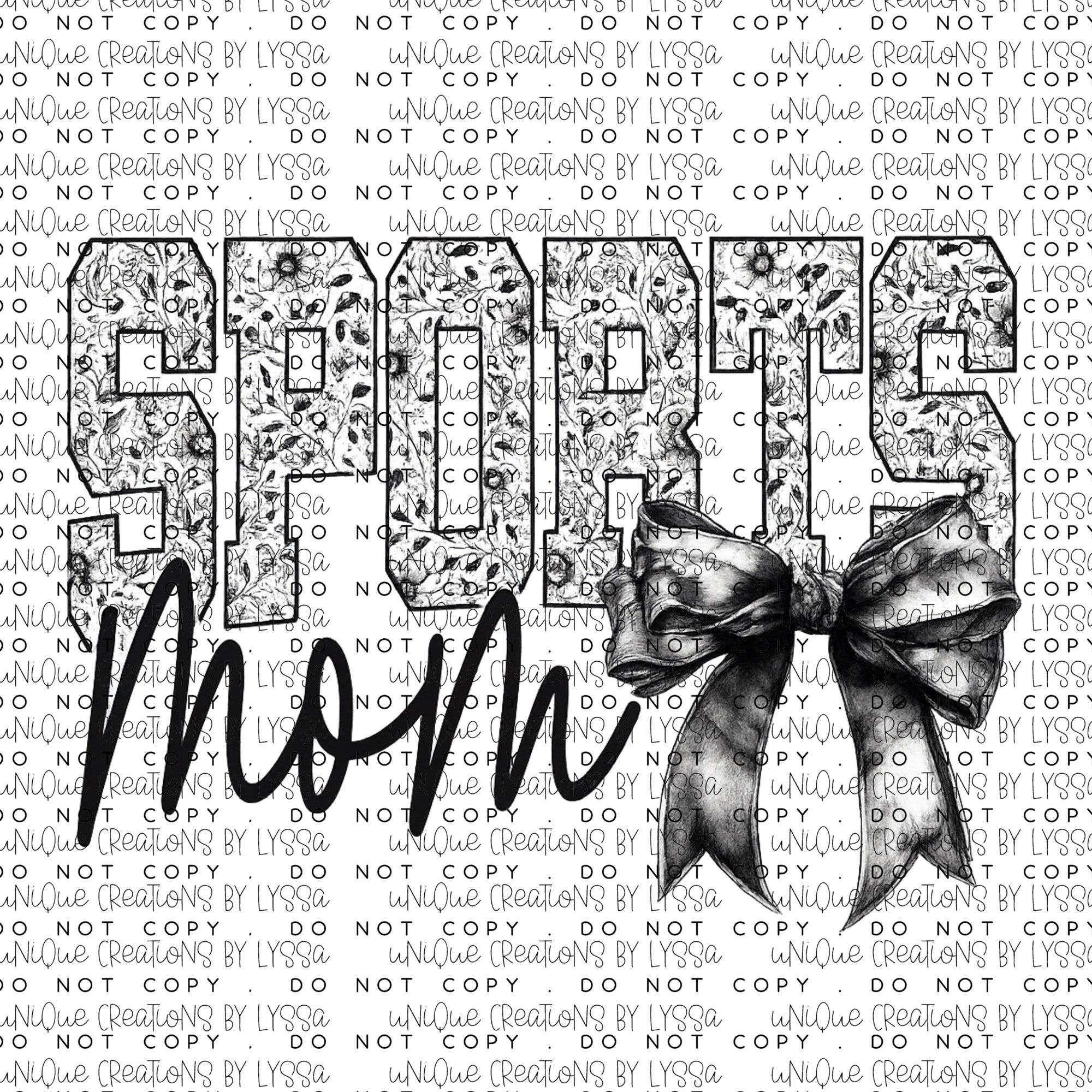 FLORAL BOW SPORTS MOM  DTF TRANSFER