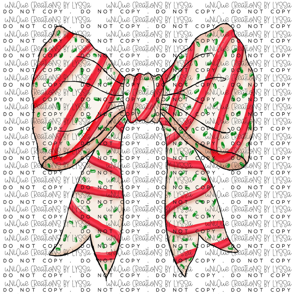 CHRISTMAS CAKE BOW DTF TRANSFER/UVDTF DECAL