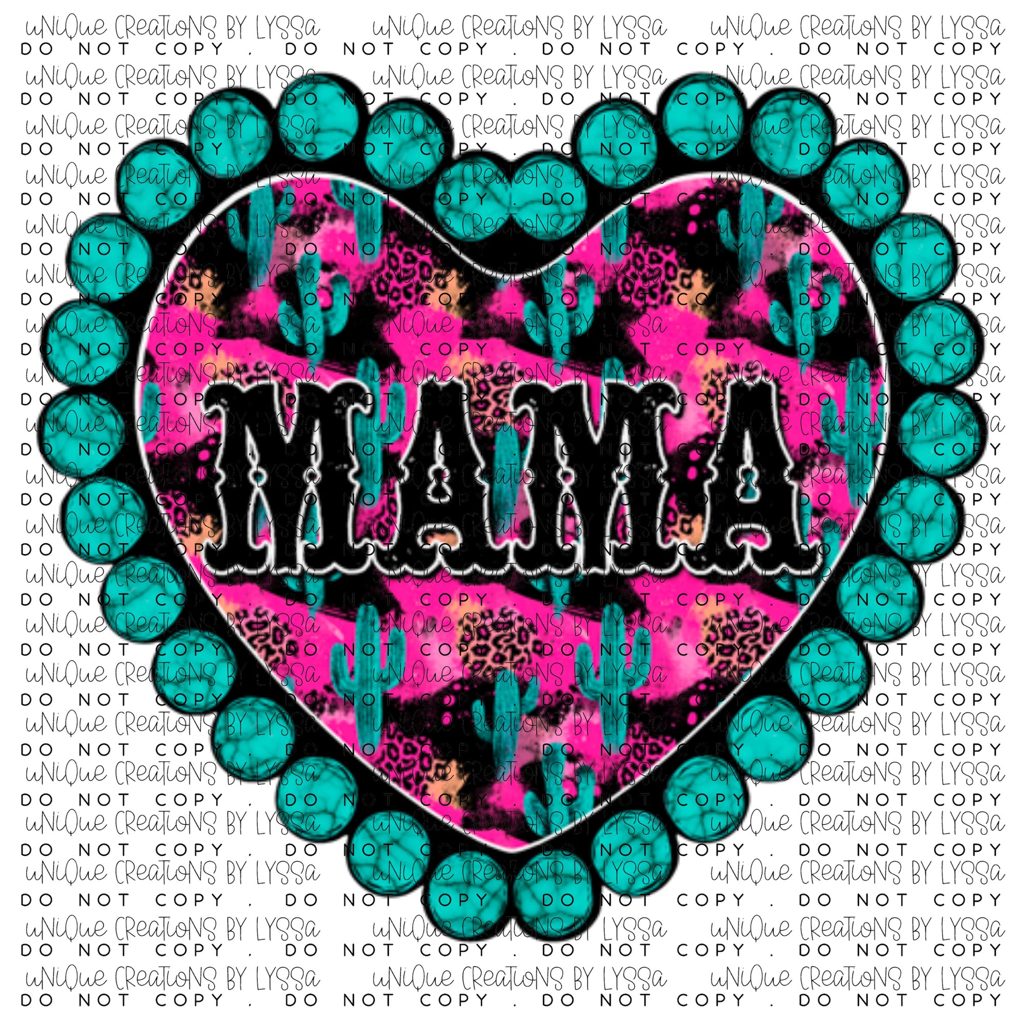 MAMA TURQUOISE HEART DTF TRANSFER