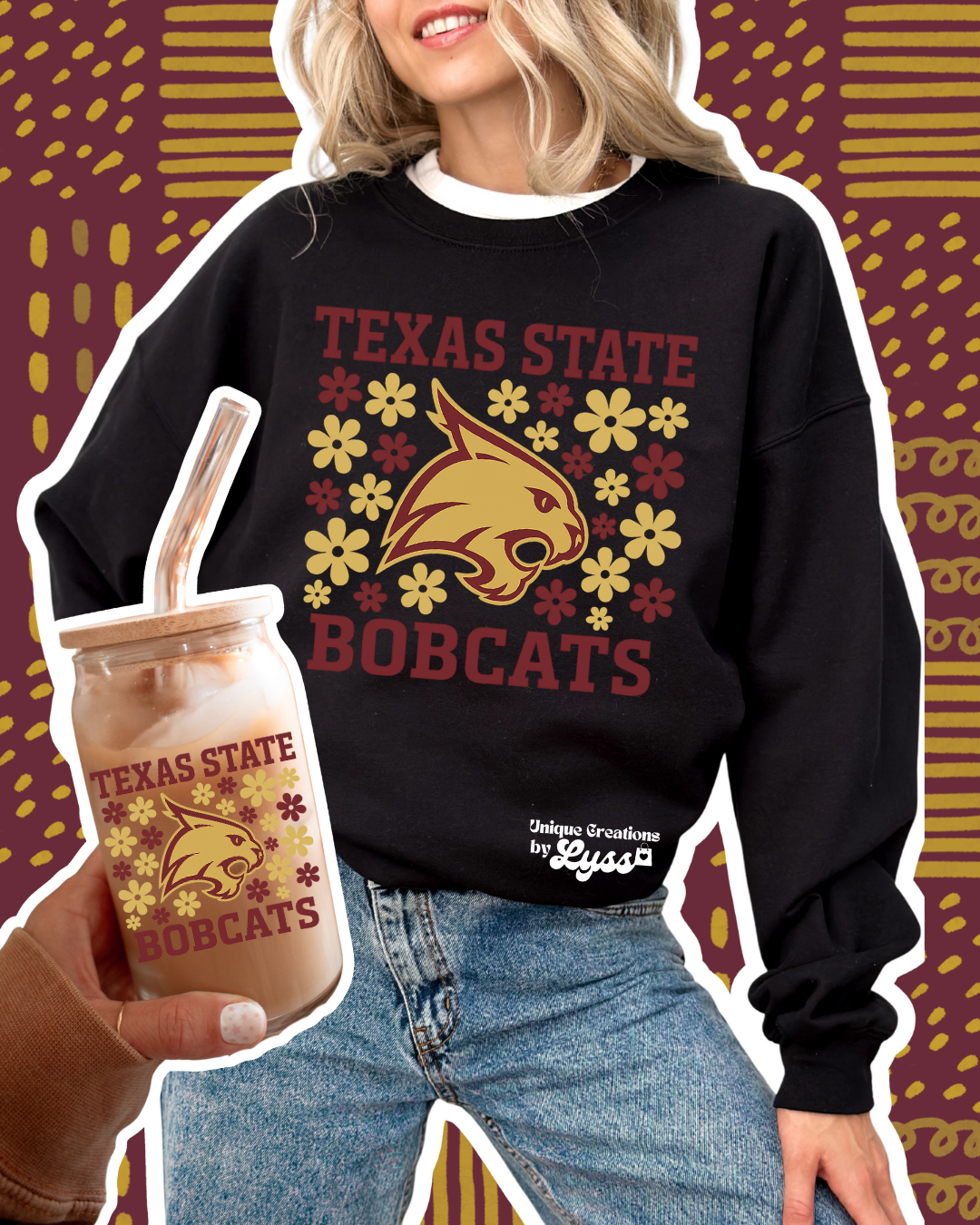 TEXAS STATE BOBCATS SWEATER + CUP COMBO