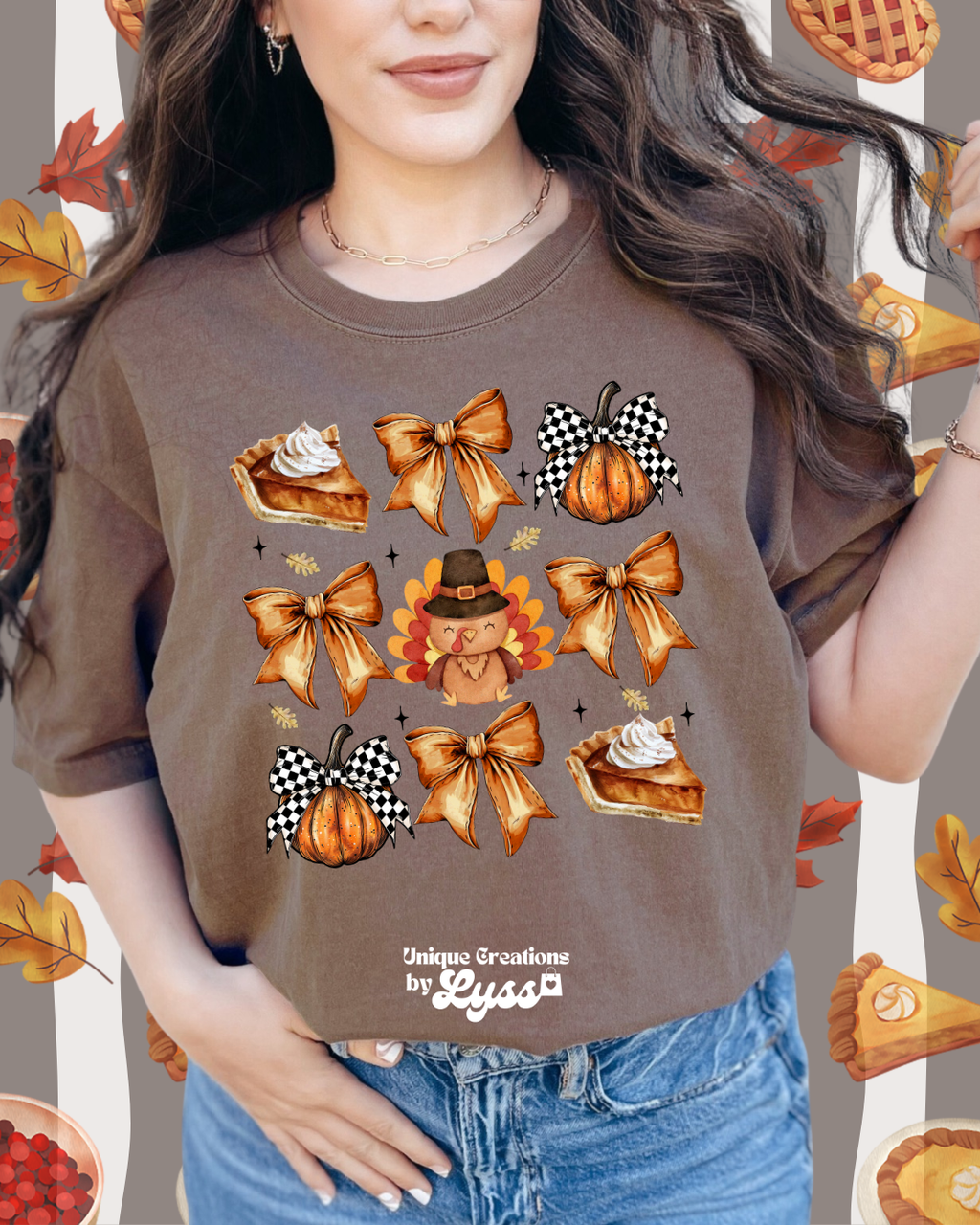 THANKSGIVING CHECKERED COLLAGE TEE/SWEATER