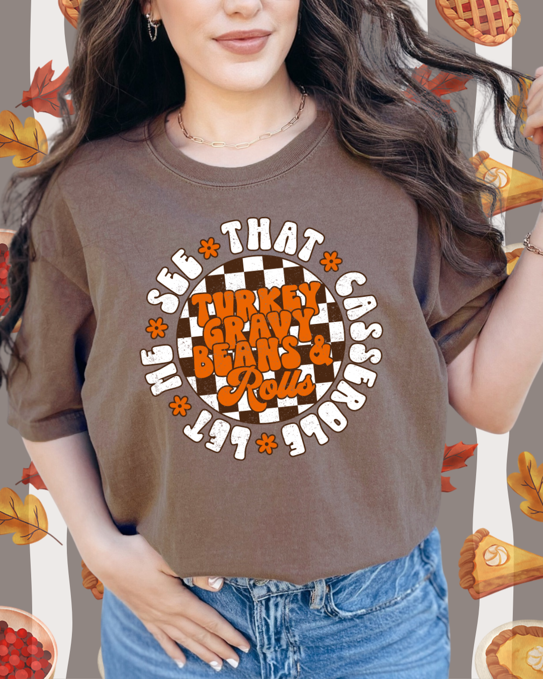 RETRO CHECKERED LET ME SEE THAT CASSEROLE TEE/SWEATER