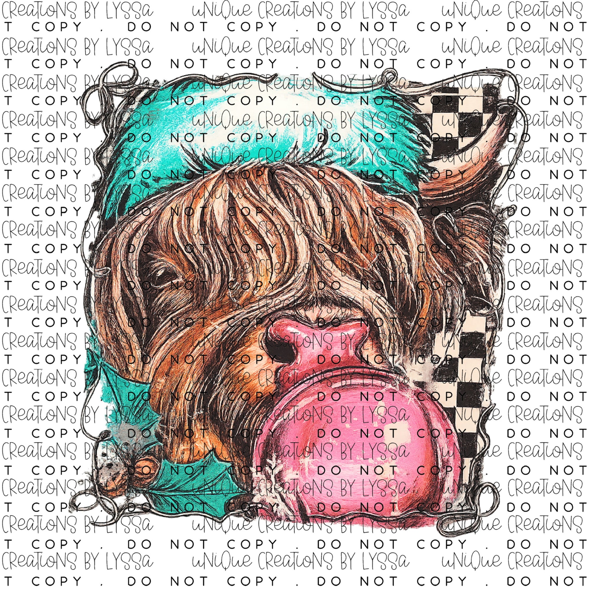 XMAS COW BUBBLE GUM DTF TRANSFER/UVDTF DECAL