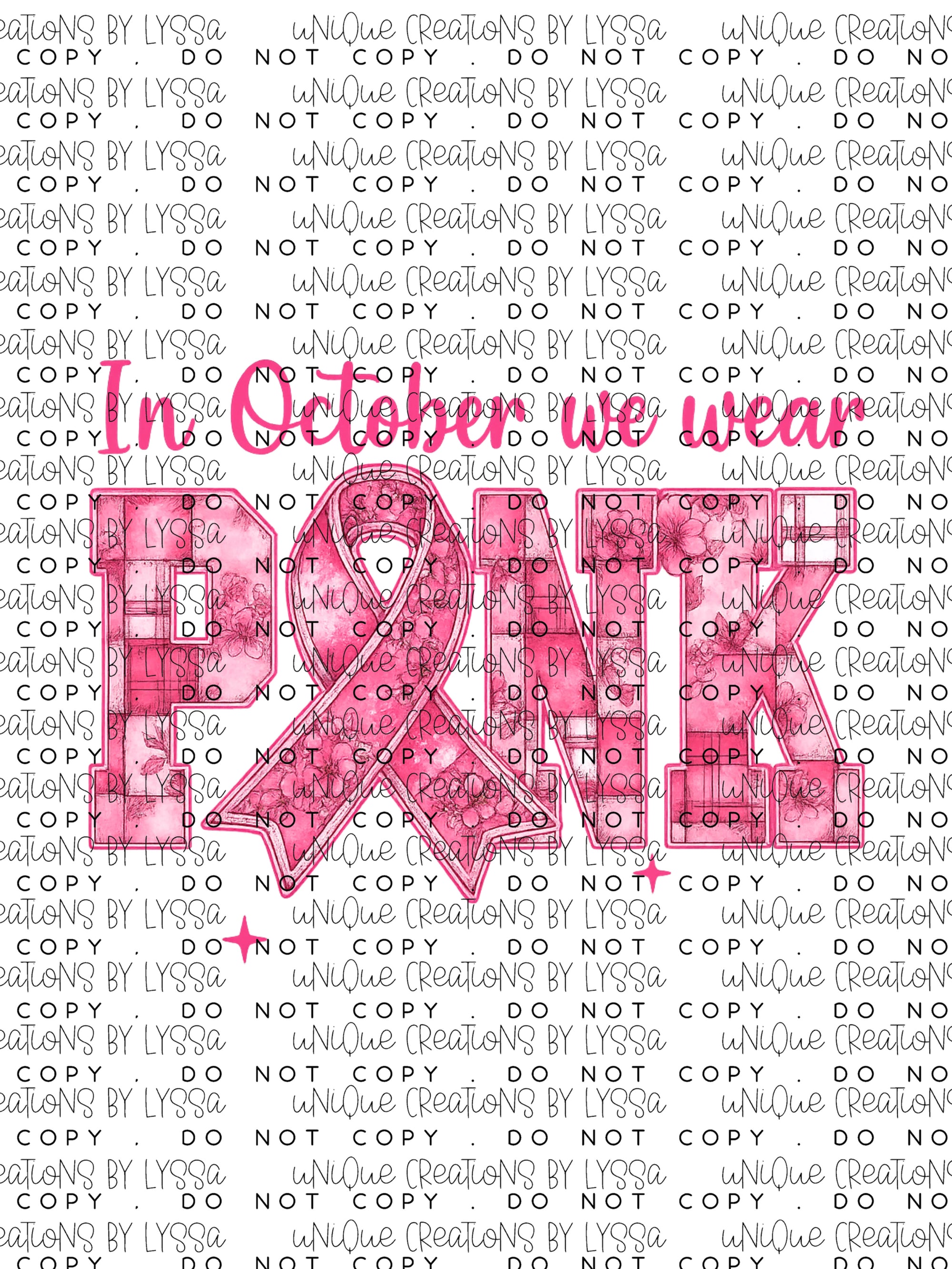 IN OCTOBER WE WEAR PINK PLAID DTF TRANSFER