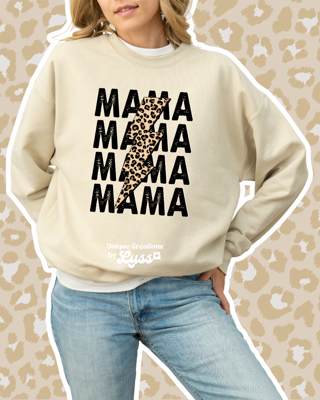 MAMA CHEETAH LIGHTNING BOLT TEE/SWEATER