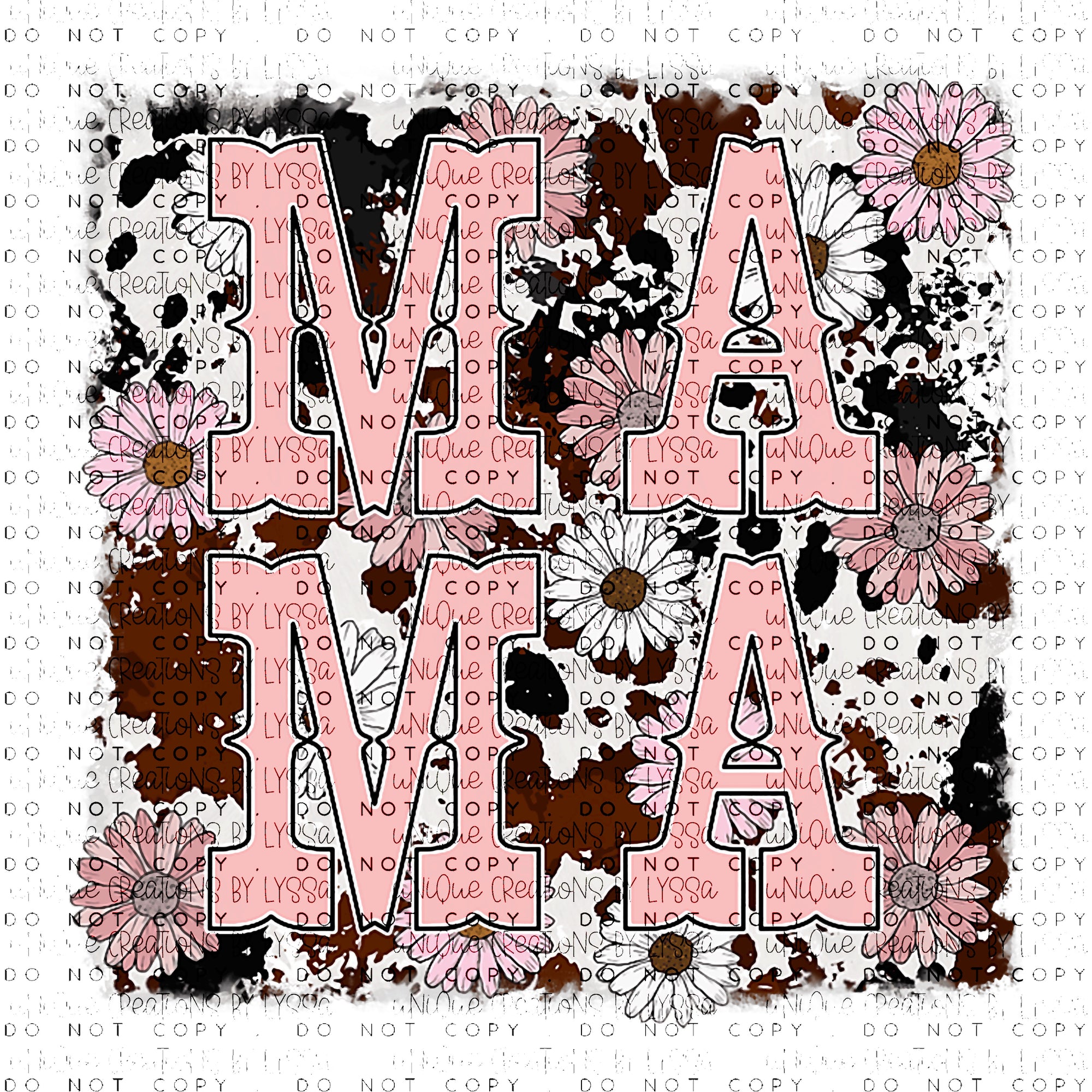 COWHIDE FLORAL MAMA DTF TRANSFER