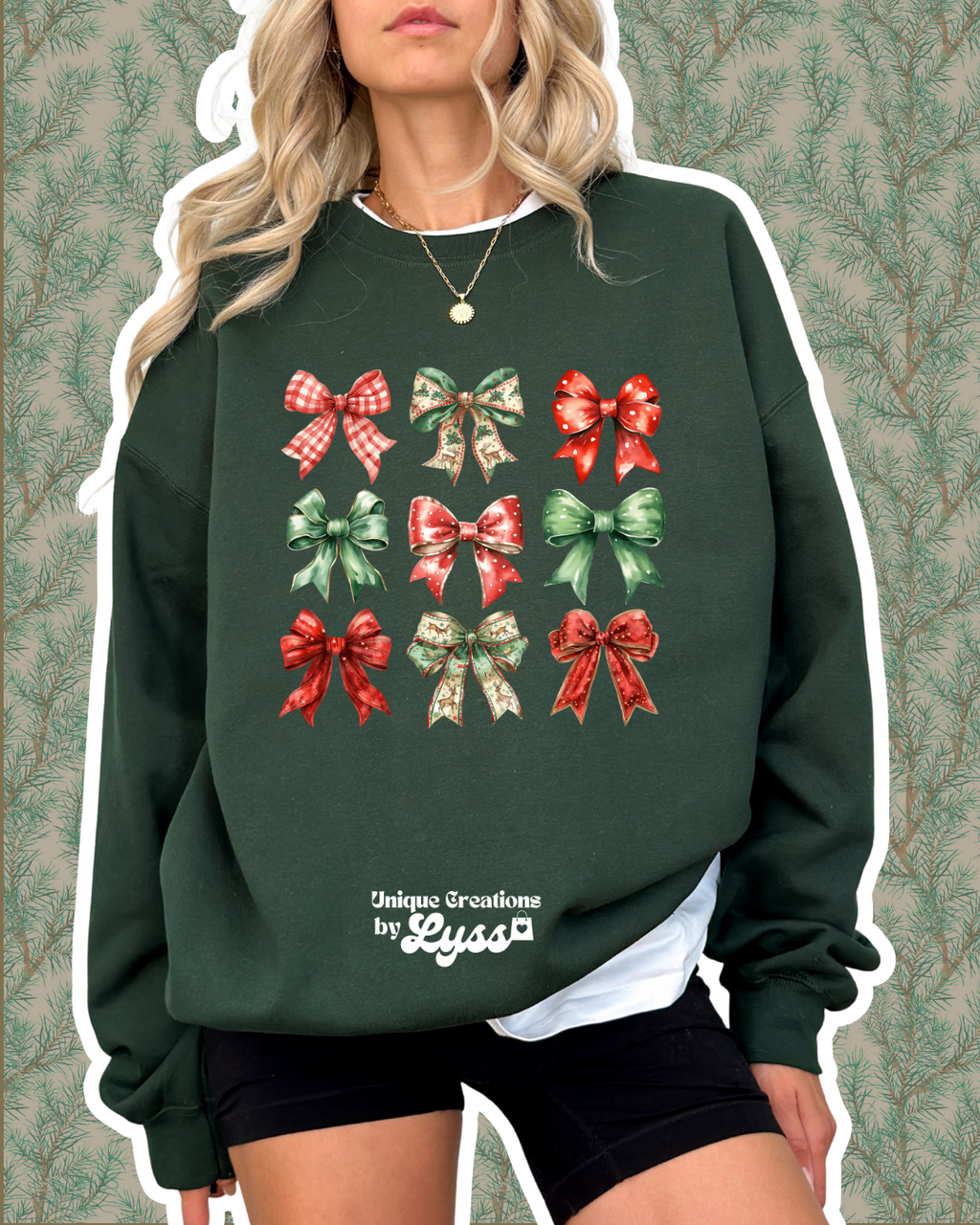 CHRISTMAS TREE BOWS TEE/SWEATER