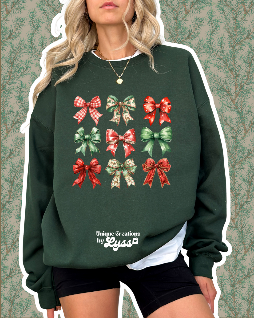 CHRISTMAS TREE BOWS TEE/SWEATER