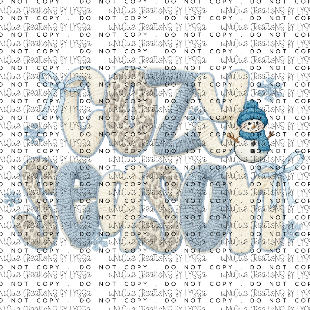 COZY SEASON SNOWMAN DTF TRANSFER/UVDTF DECAL