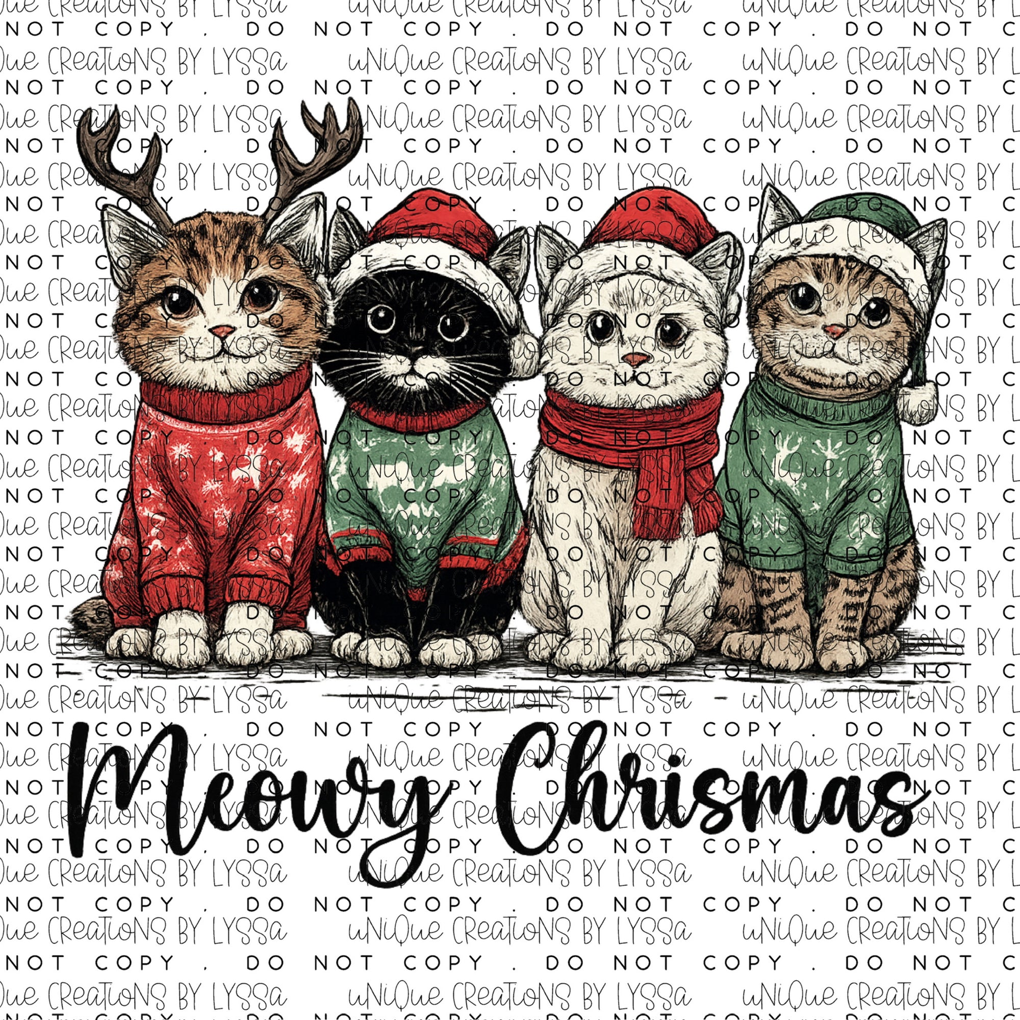 MEOWY CHRISMAS DTF TRANSFER/UVDTF DECAL