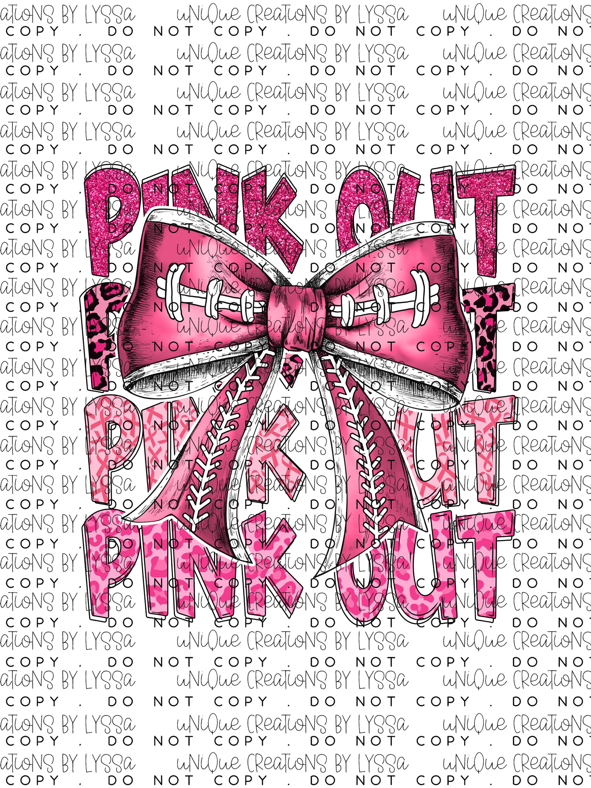PINK OUT FOOTBALL BOW DTF TRANSFER