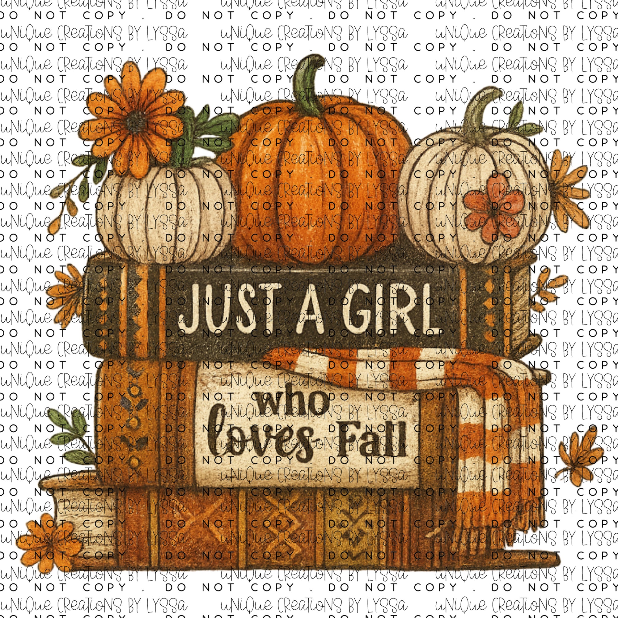 JUST A GIRL WHO LOVES FALL BOOKS DTF TRANSFER