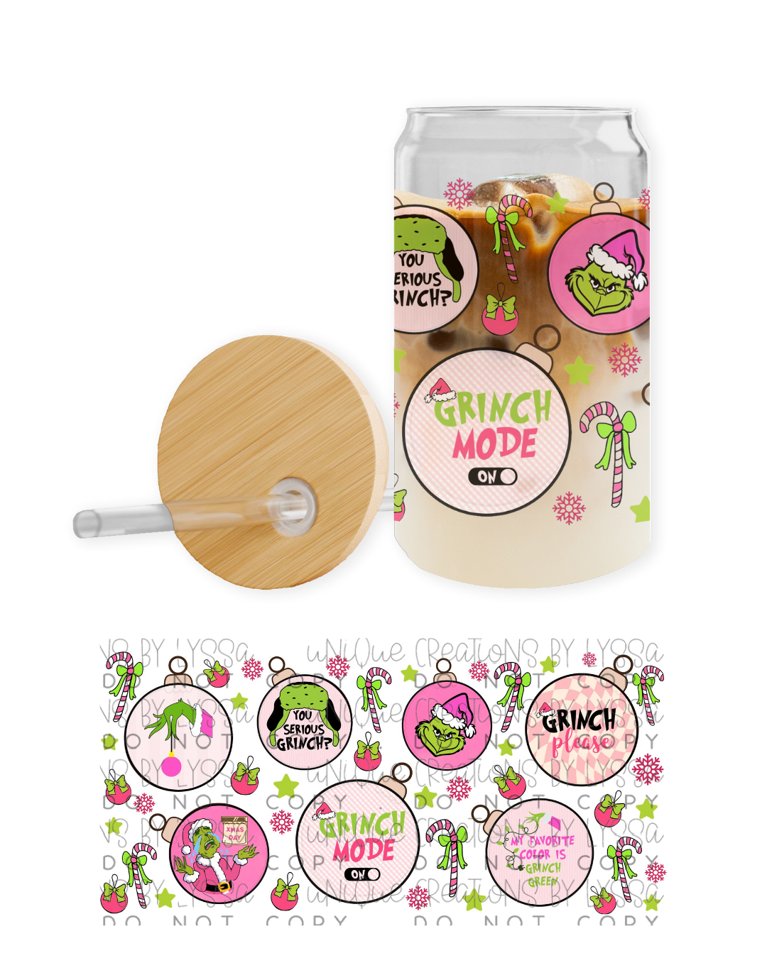 PINK GRINCH ORNAMENTS 16OZ