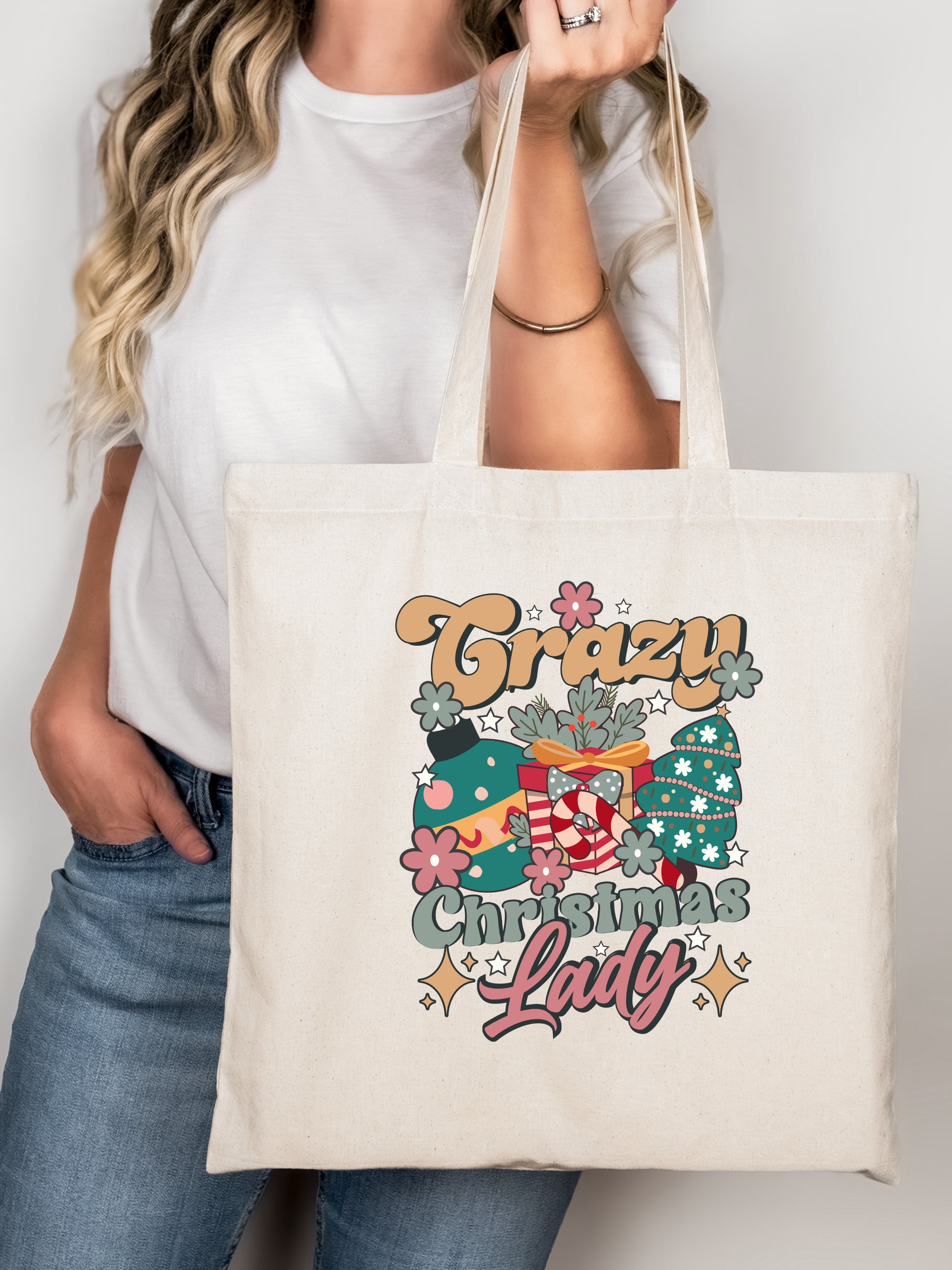 CRAZY CHRISTMAS LADY TOTE