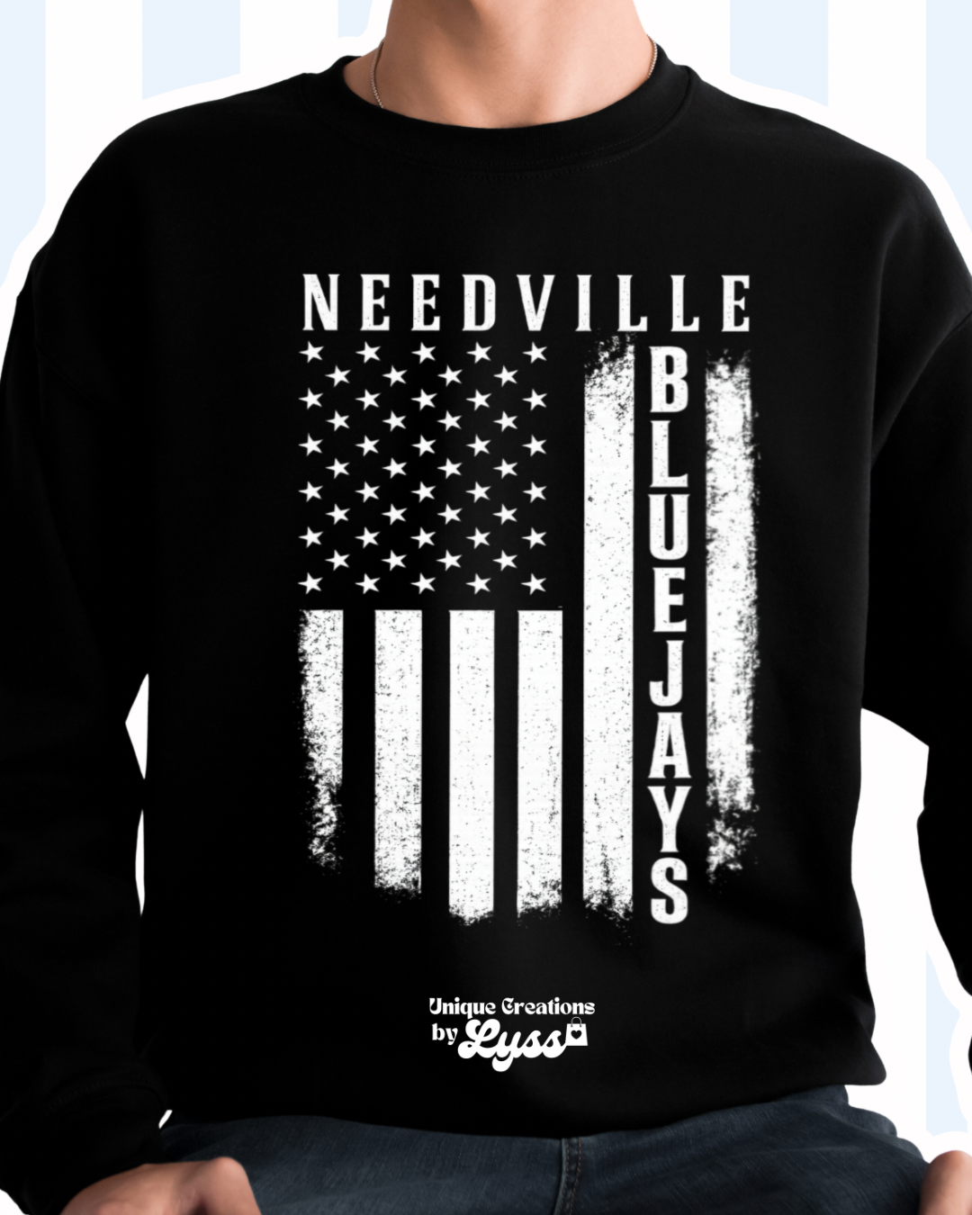 NEEDVILLE BLUEJAYS FLAG ADULT TEE/SWEATER/HOODIE