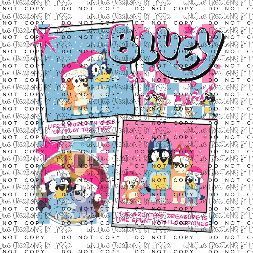 BLUEY CHRISTMAS DTF TRANSFER/UVDTF DECAL