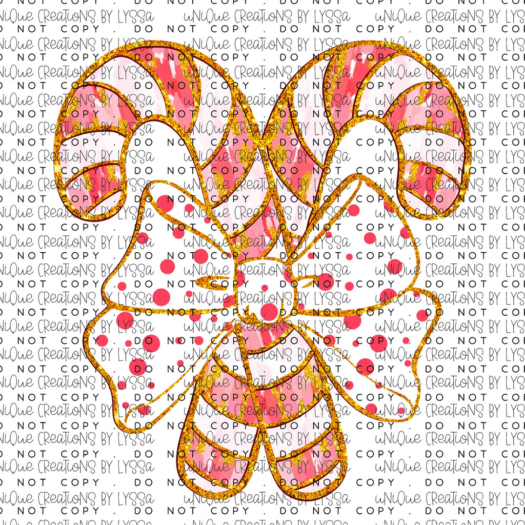 CANDY CANE BOW DTF TRANSFER/ DECAL