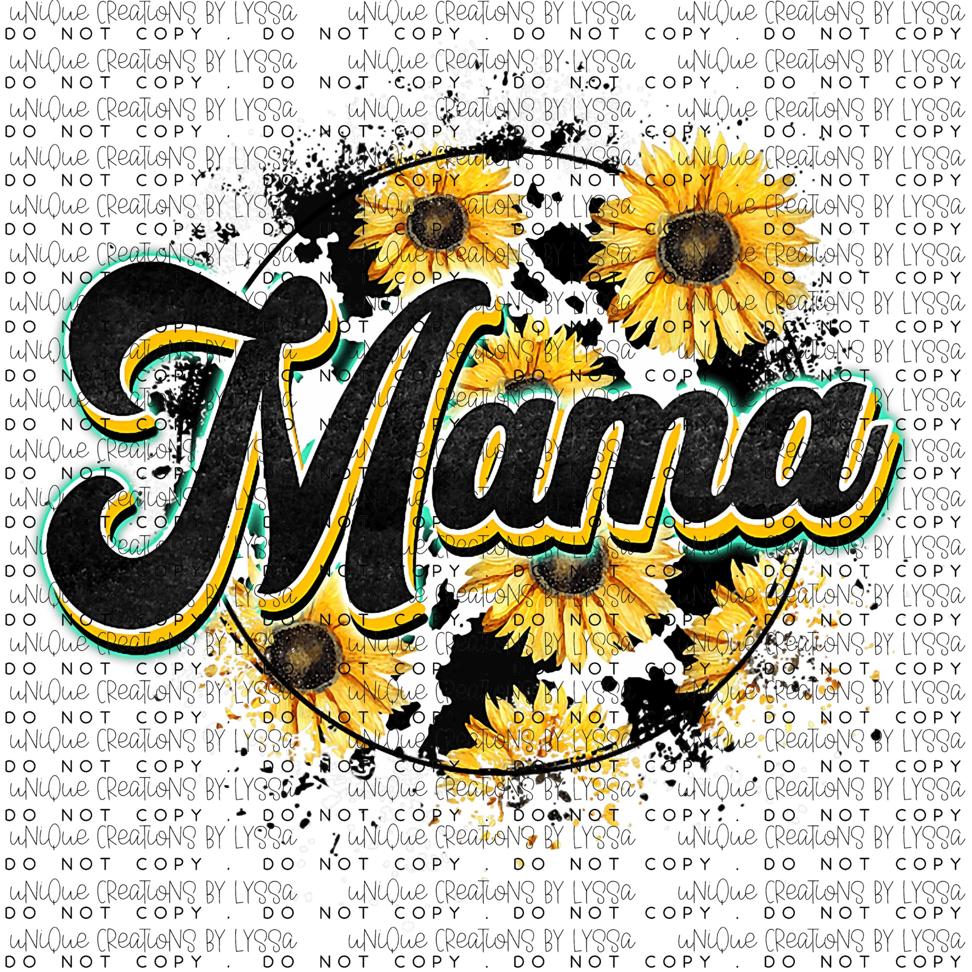 MAMA COWHIDE SUNFLOWER DTF TRANSFER