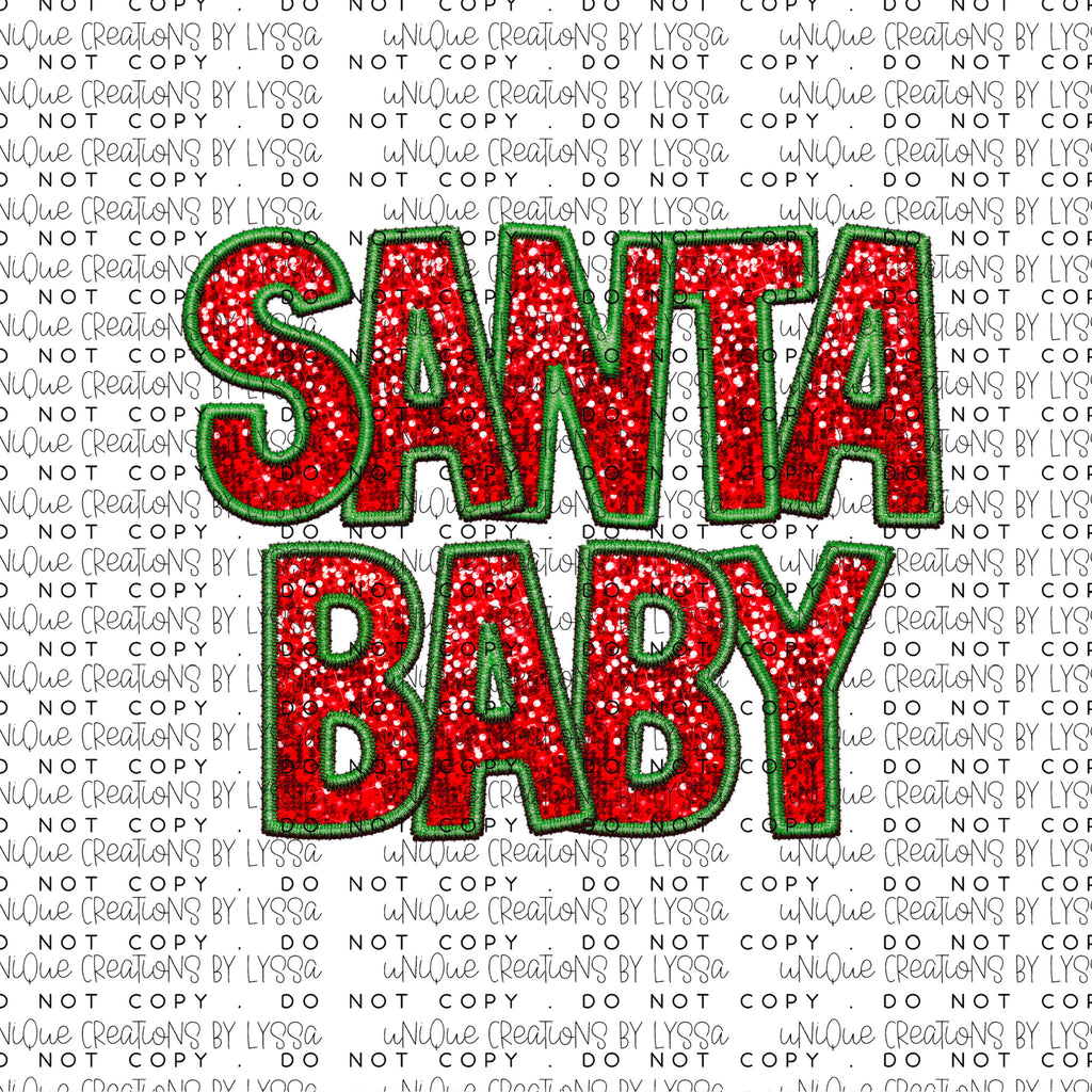 FAUX GLITTER SANTA BABY DTF TRANSFER/ UVDTF DECAL