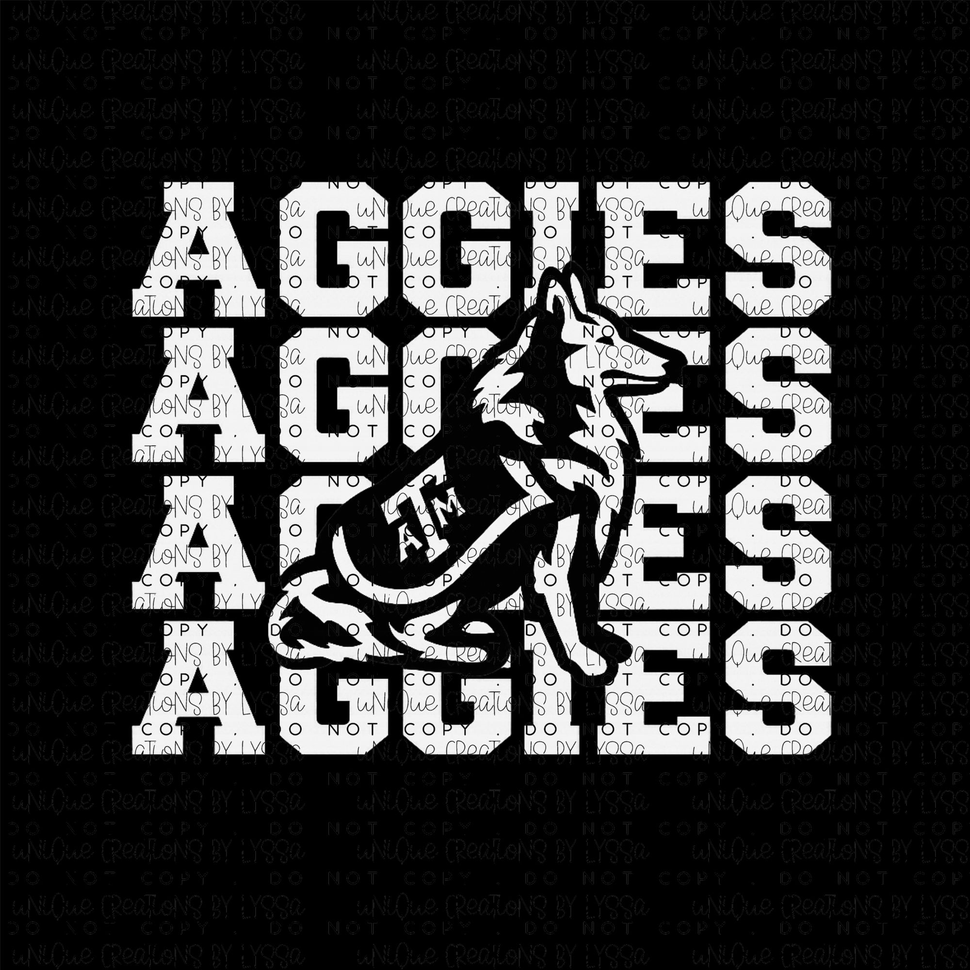 AGGIES WHITE DTF TRANSFER