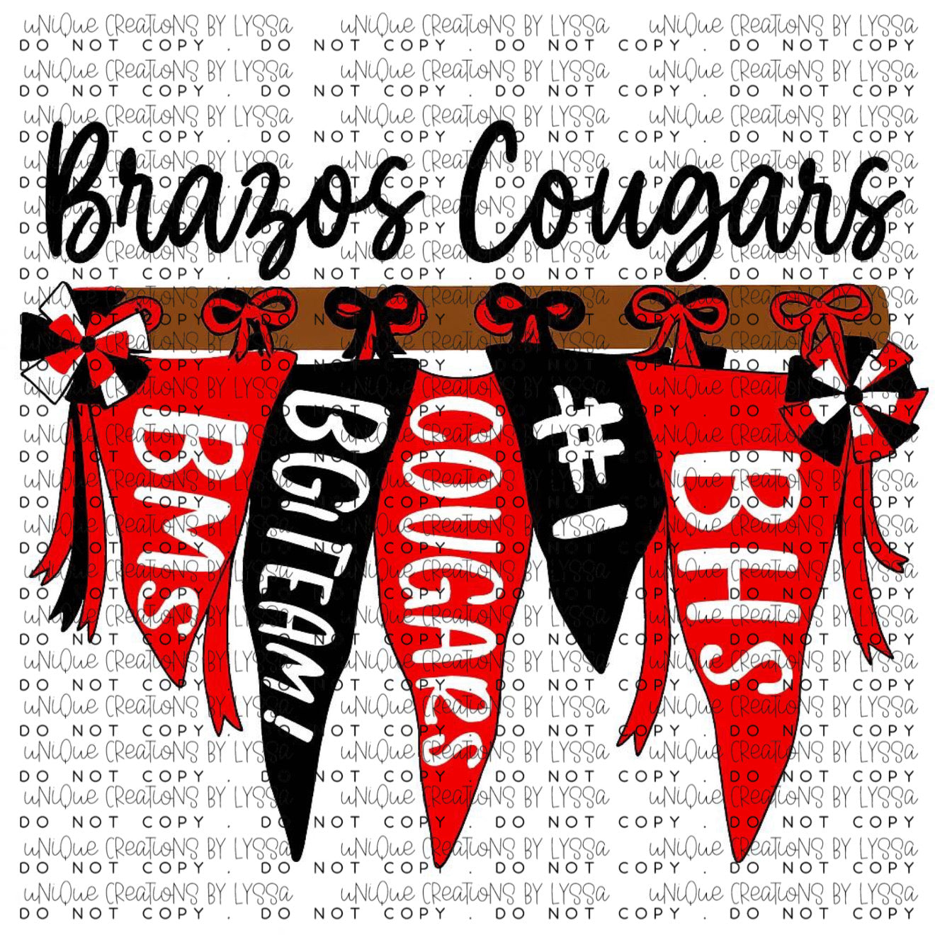 BRAZOS COUGARS FLAGS DTF TRANSFER