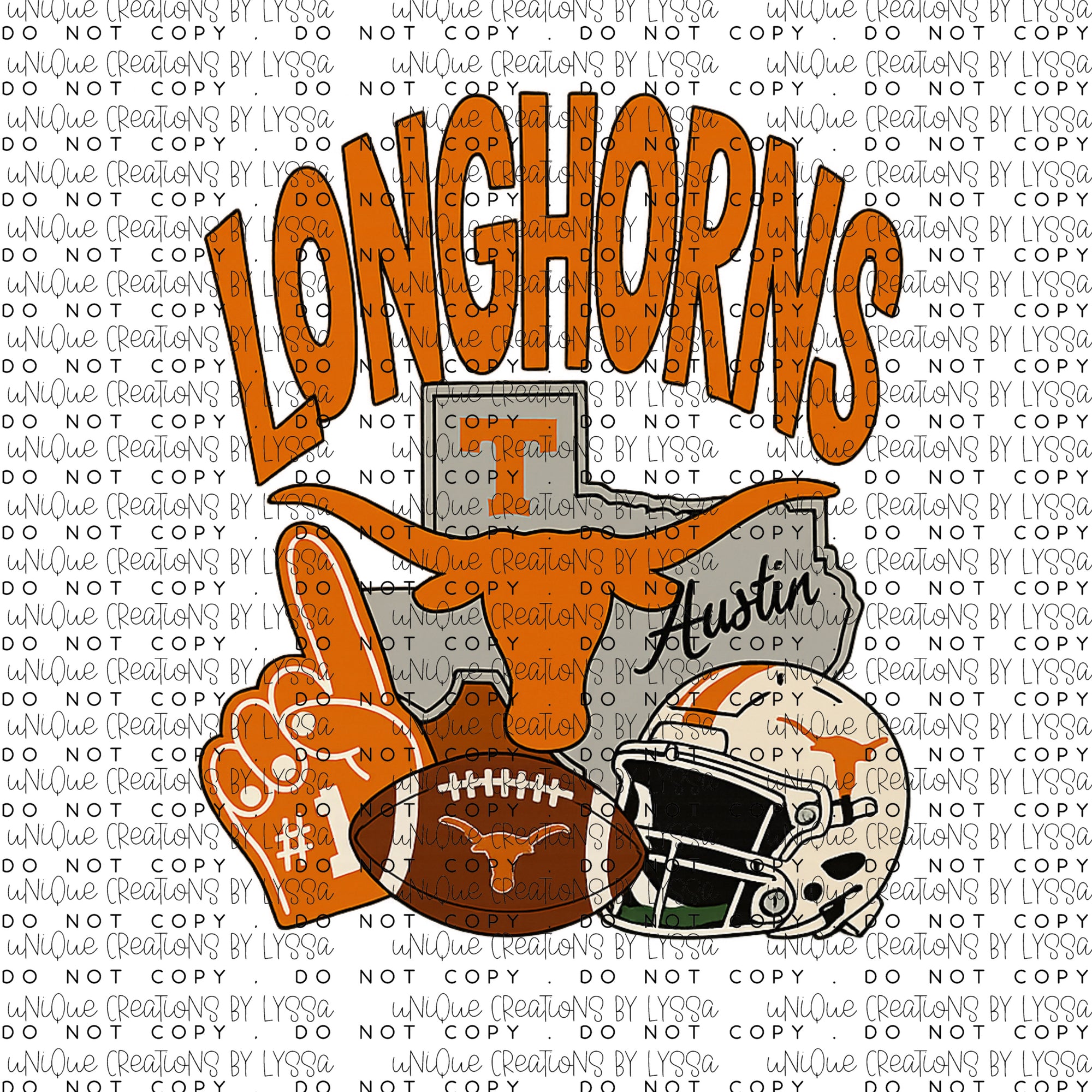 LONGHORNS COLLAGE TRANSFER