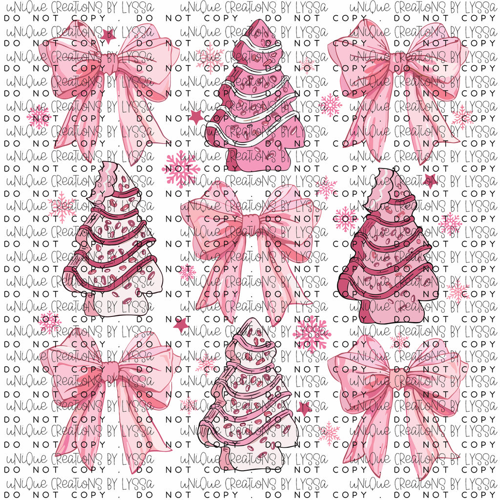 PINK CHRISTMAS TREE COLLAGE DTF TRANSFER/ DECAL DRAFT