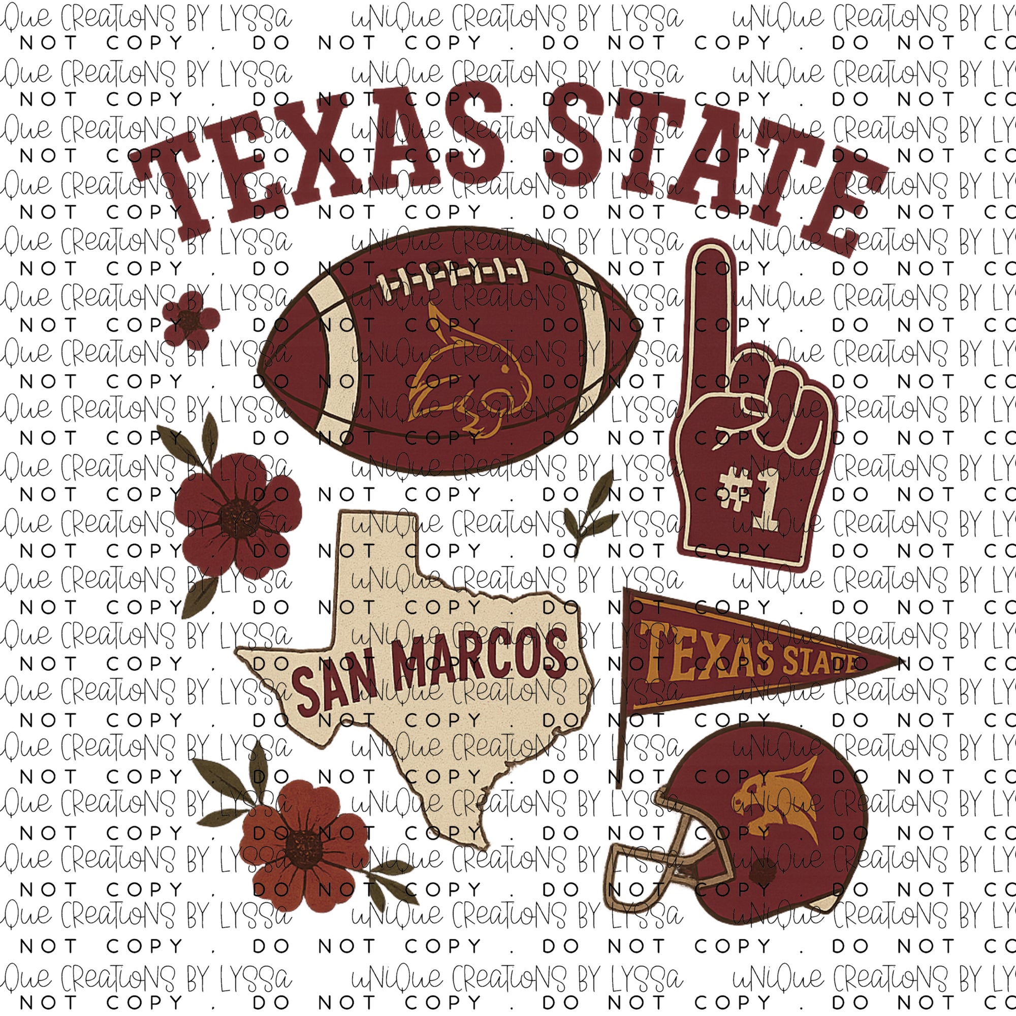 TEXAS STATE COLLAGE DTF TRANSFER