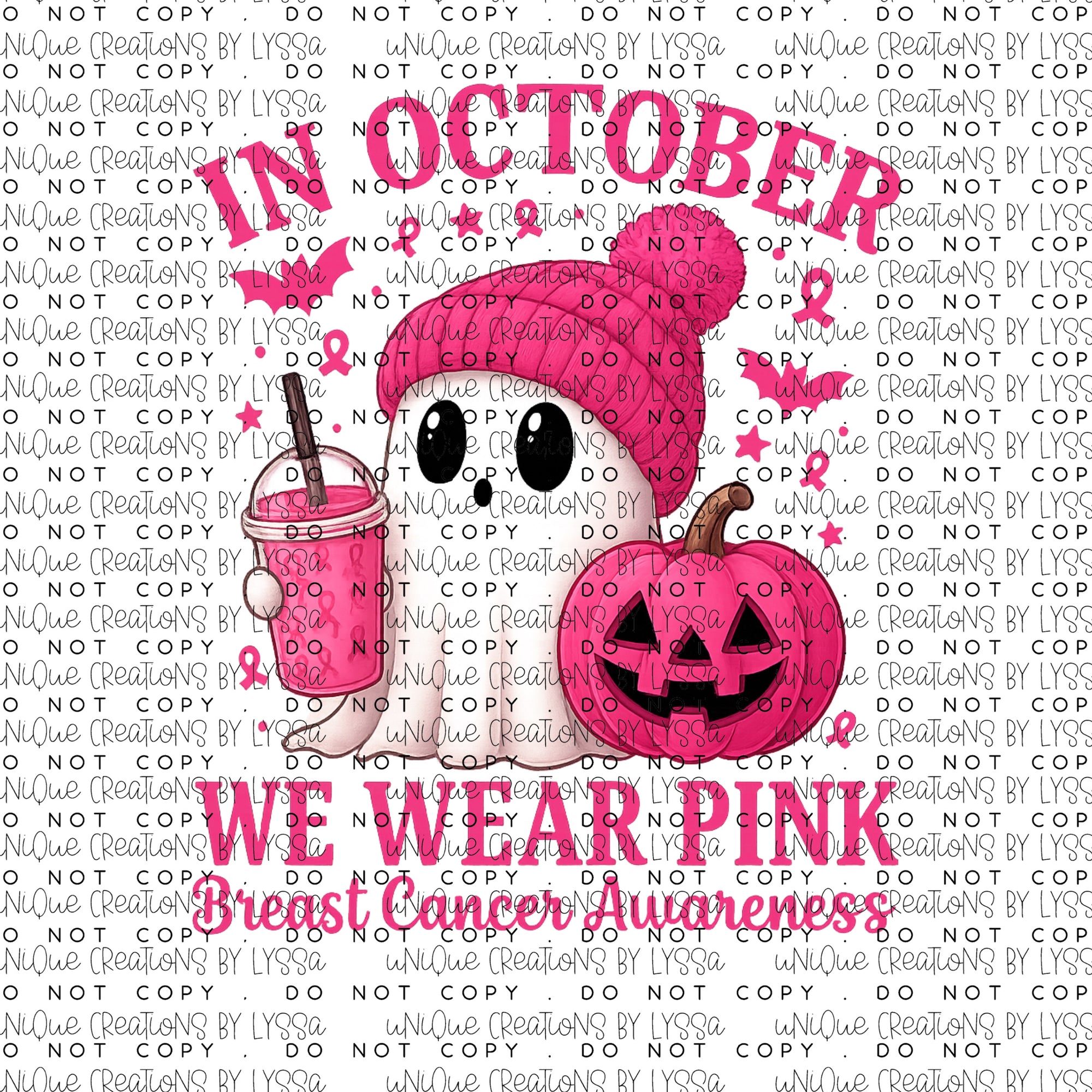 IN OCTOBER WE WEAR PINK GHOST DTF TRANSFER
