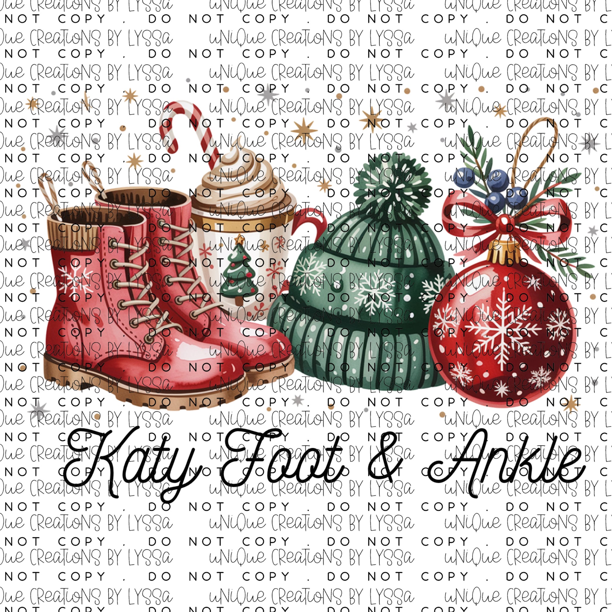 CHRISTMAS KATY FOOT & ANKLE DTF TRANSFER/ DECAL