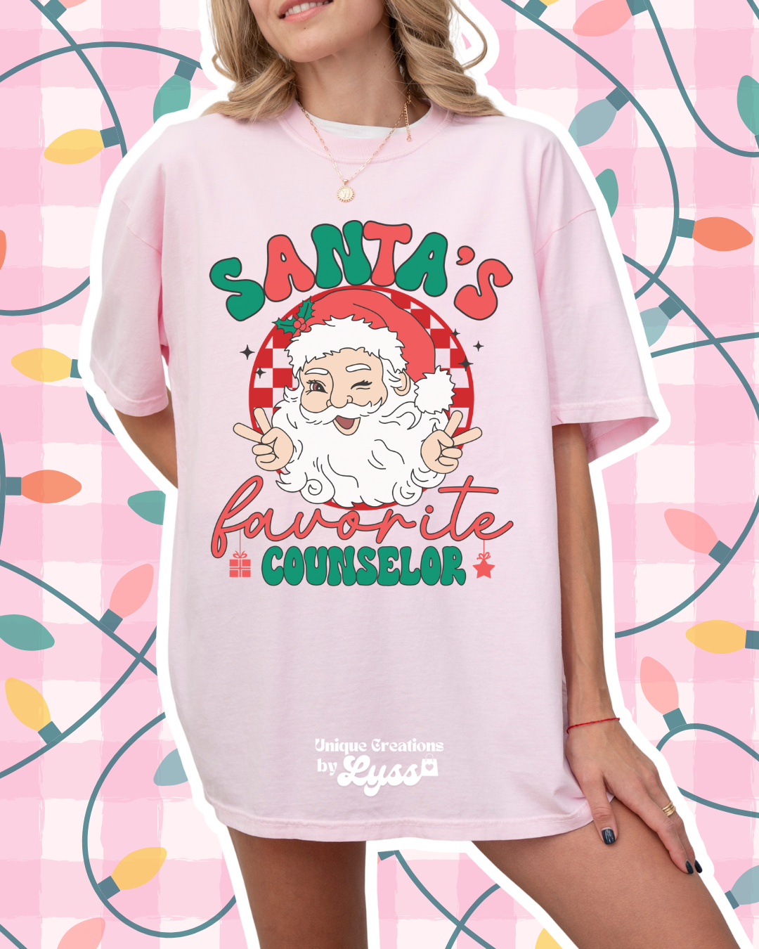 PINK CHRISTMAS TREE COLLAGE ADULT TEE/SWEATER