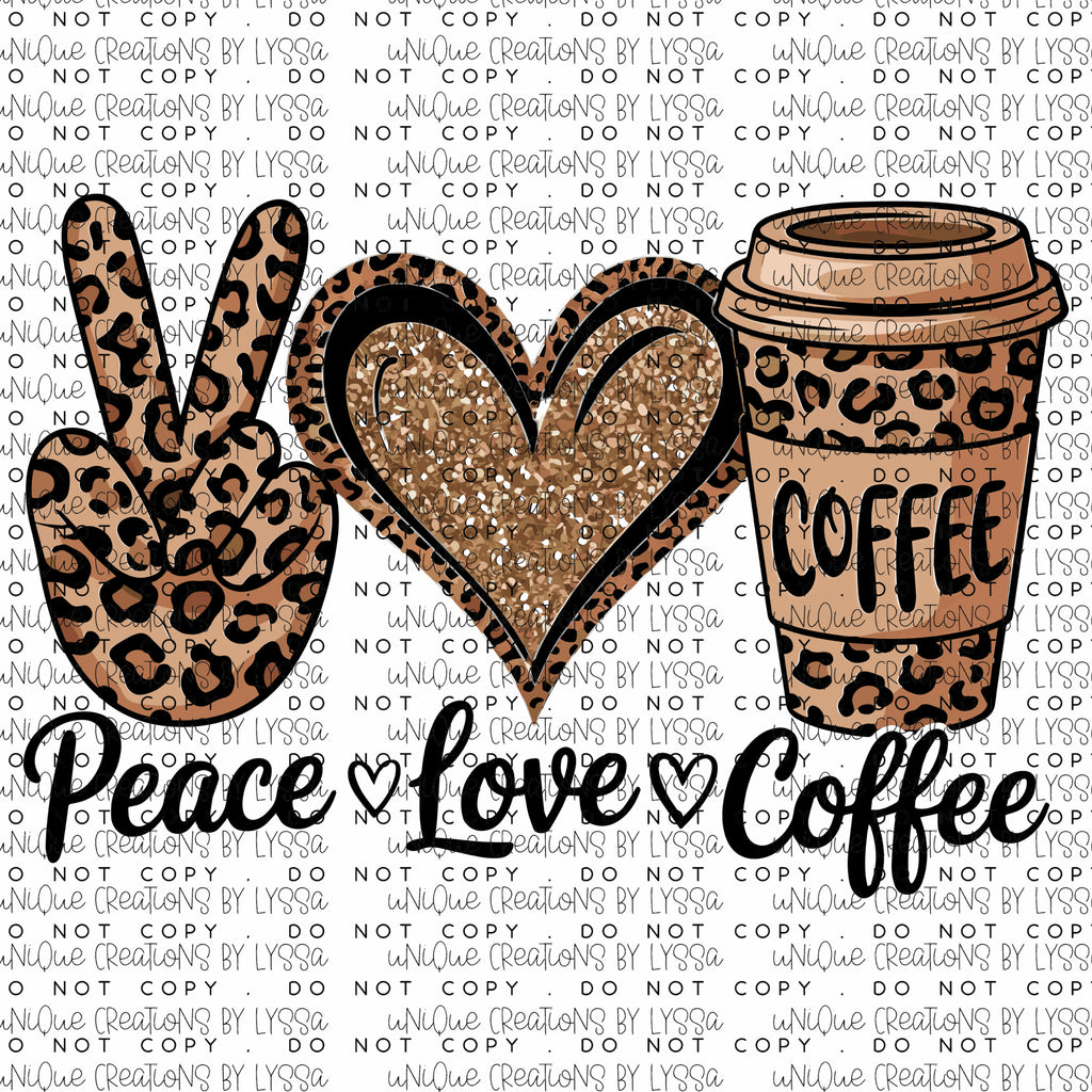 CHEETAH PEACE LOVE COFFEE DTF TRANSFER/UVDTF DECAL