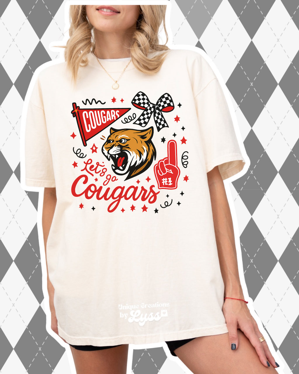 LETS GO COUGARS COLLAGE ADULT TEE/SWEATER/HOODIE
