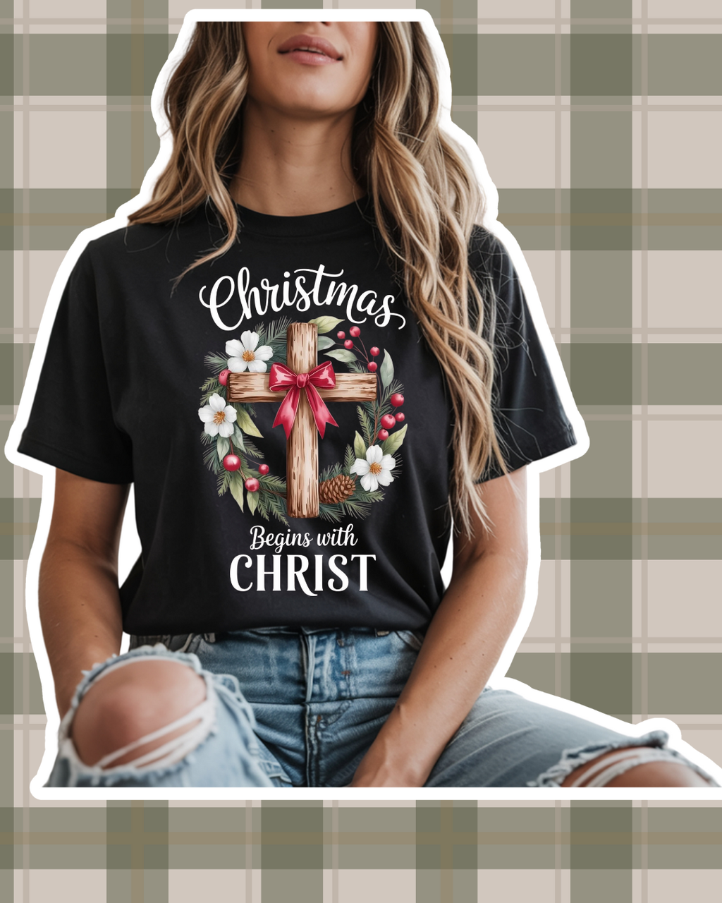 CHRISTMAS BEGINS WITH CHRIST ADULT TEE/SWEATER/HOODIE