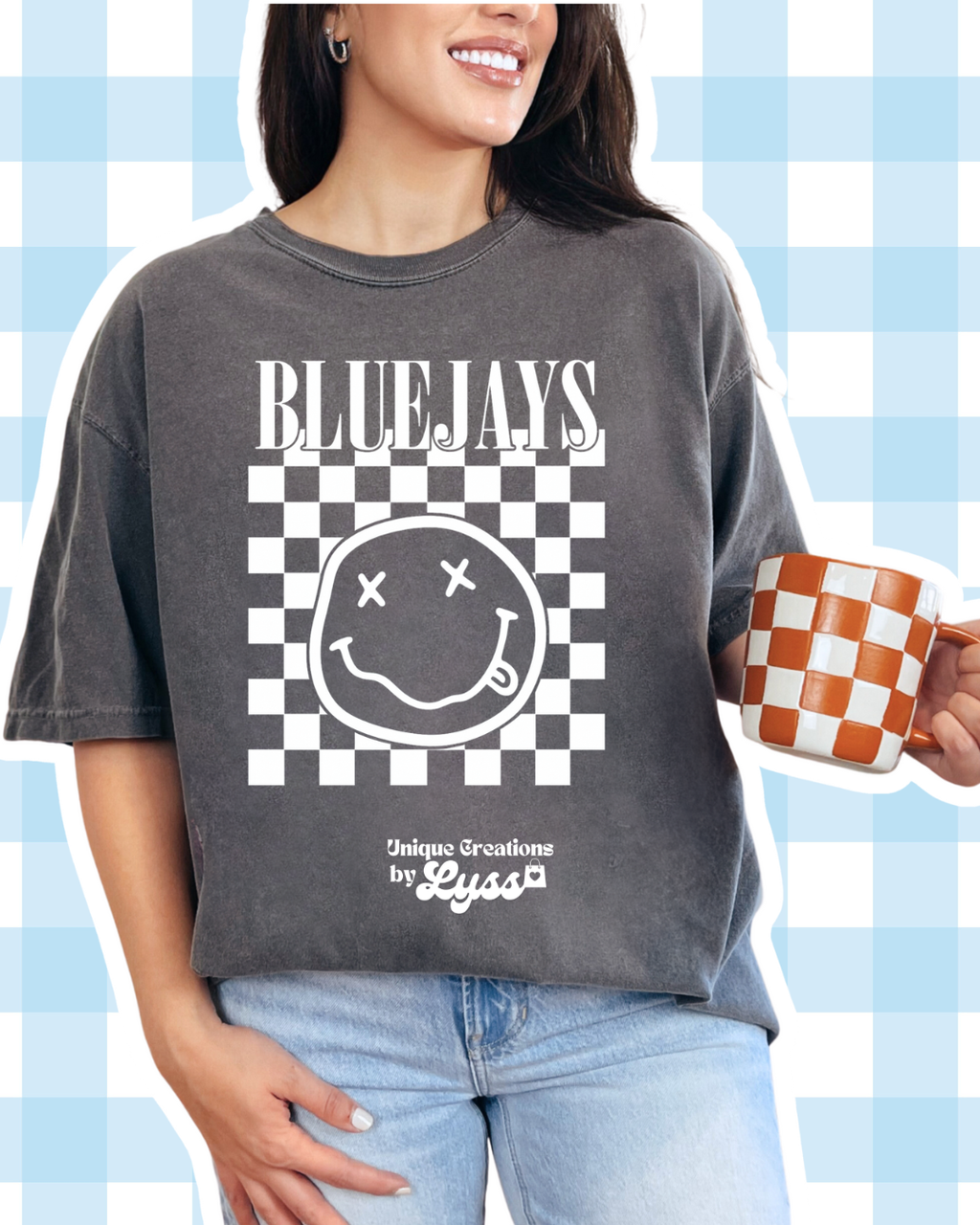 BLUEJAYS CHECKERED SMILEY TEE/SWEATER