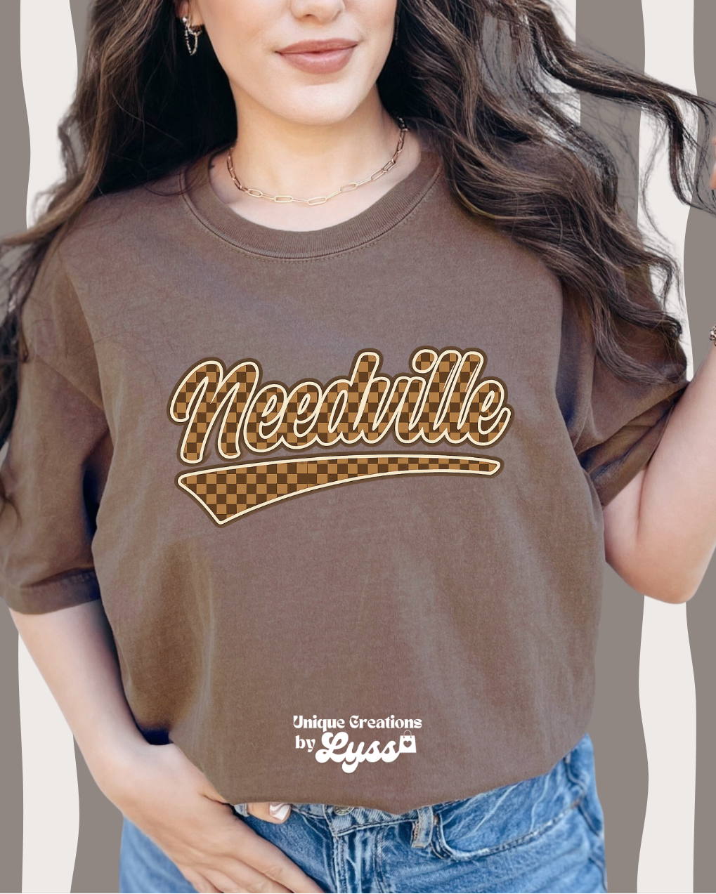 NEEDVILLE BROWN CHECKERED TEE/SWEATER